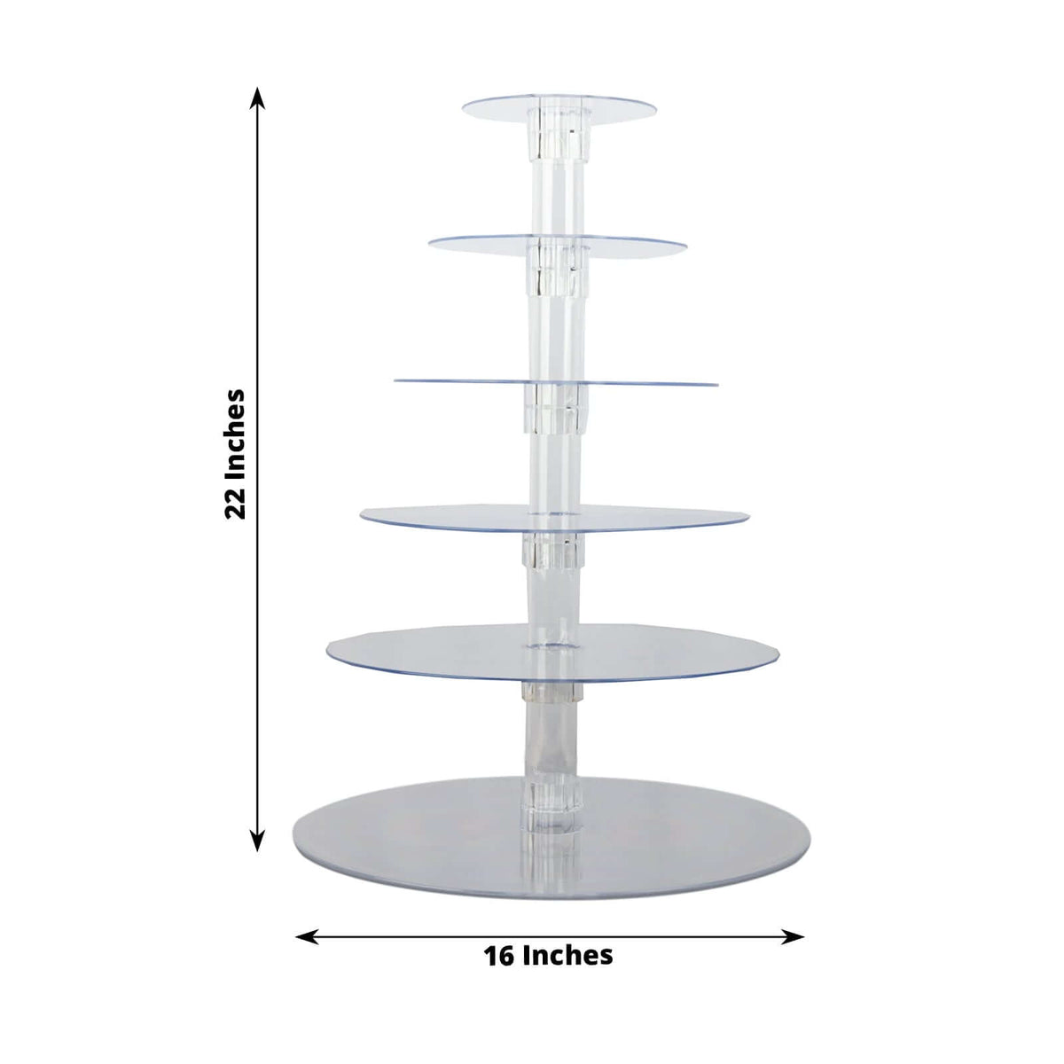 6-Tier Acrylic Round Cupcake Stand 22" Clear - Heavy Duty Easy To Assemble Dessert Tower Holder Pastry Display with Film Sheets for Weddings & Parties