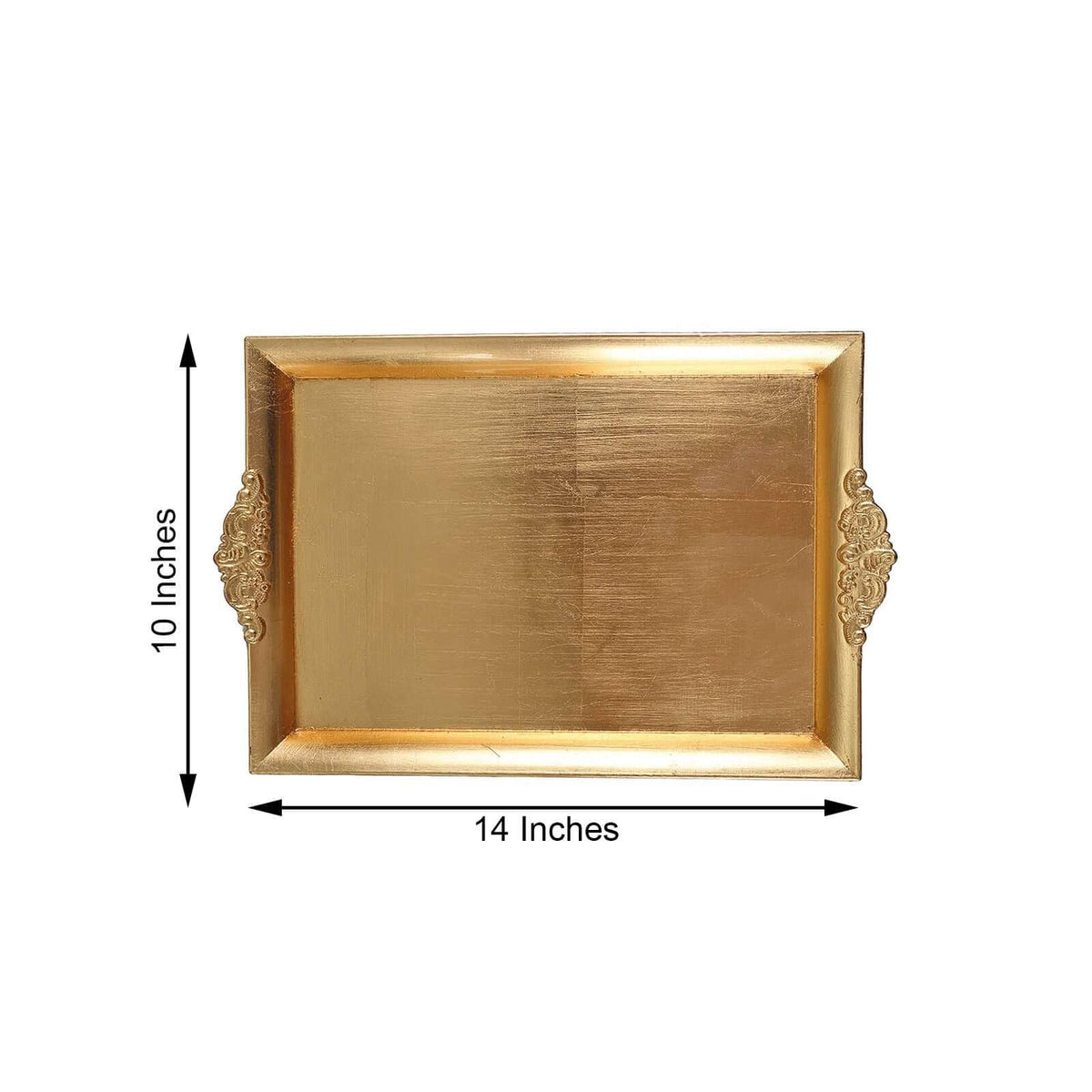 2-Pack Acrylic Serving Trays 14"x10" Rectangle Gold with Embossed Handles - Sleek Decorative Dinner Party Food Platters