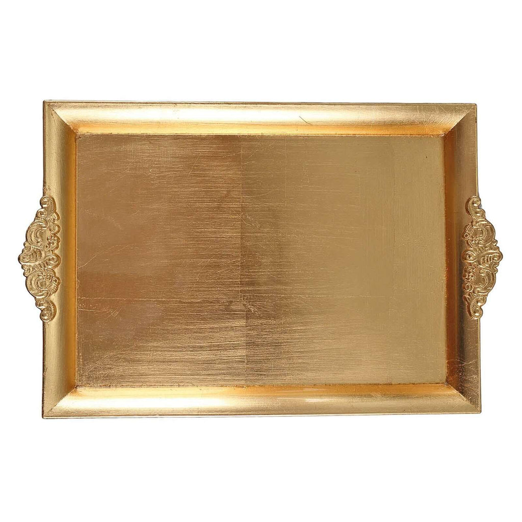 2-Pack Acrylic Serving Trays 14"x10" Rectangle Gold with Embossed Handles - Sleek Decorative Dinner Party Food Platters
